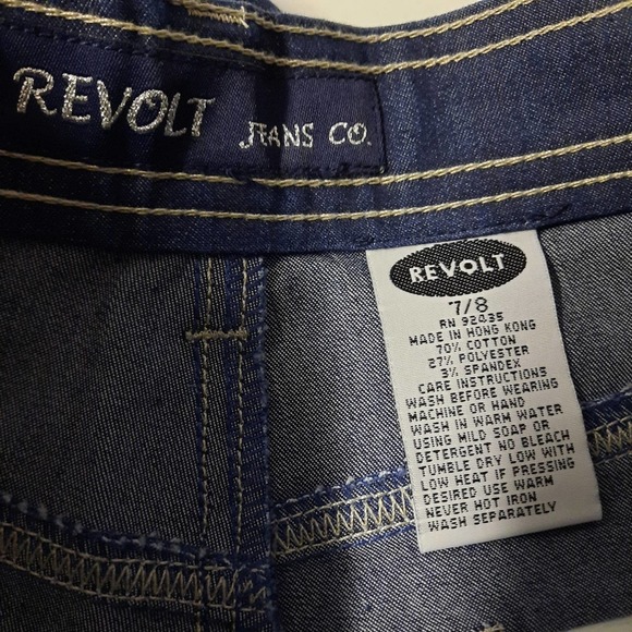 Revolt Jeans Juniors Size 7/8 Blue Mid Rise Dark Wash Denim - Picture 7 of 9